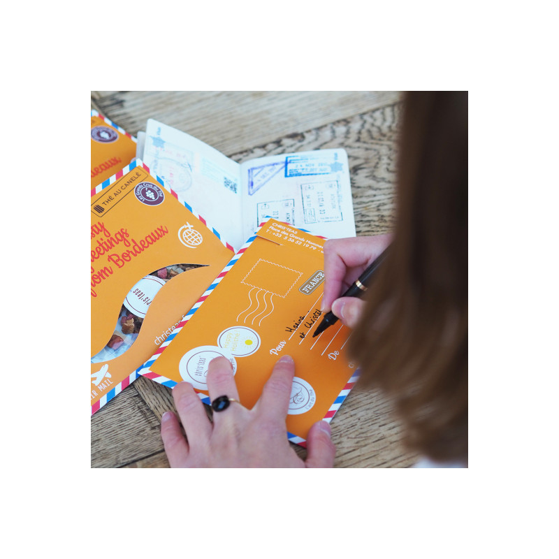 Carte postale prête à pos'thé garnie de thé ou de tisane ou d'une eau de fruits et fleurs Chris'Teas