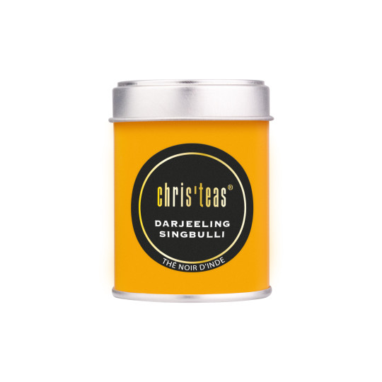 Boite découverte de 25g du thé Darjeeling Singbulli, un thé noir fruité