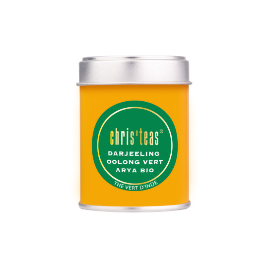 Boite découverte 25g du thé vert nature d'Inde "Darjeeling Oblong vert Arya"