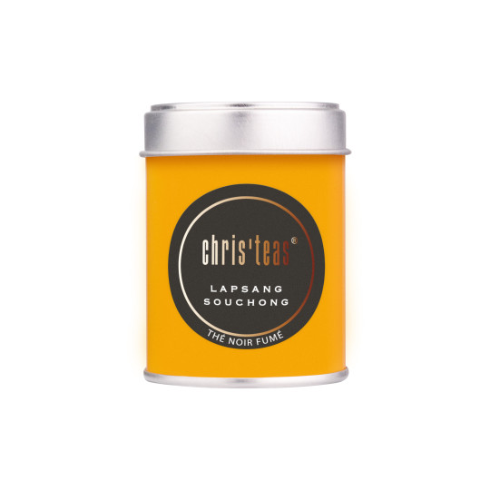 Boite découverte de 25g du thé noir "Lapsang Souchong", un thé noir fumé intense