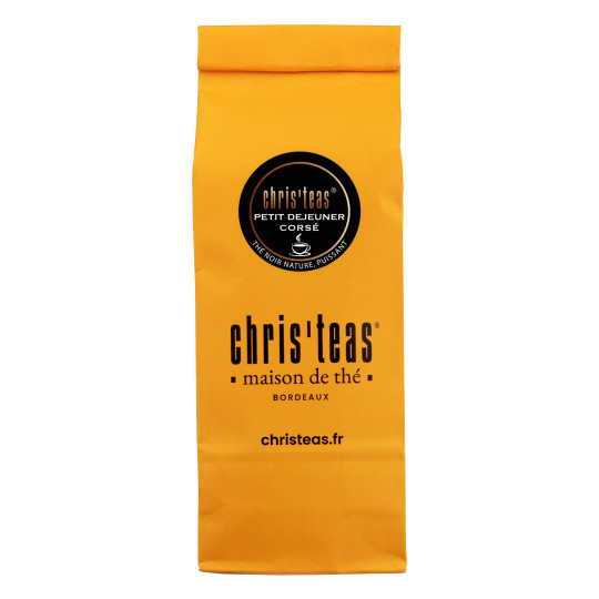 Pochette 100g du thé noir nature du matin "Petit déjeuner corsé". A découvrir sur Bordeaux