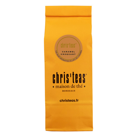 Pochette 100g du thé Classique Caramel croquant, un thé noir et morceaux de caramel croquant