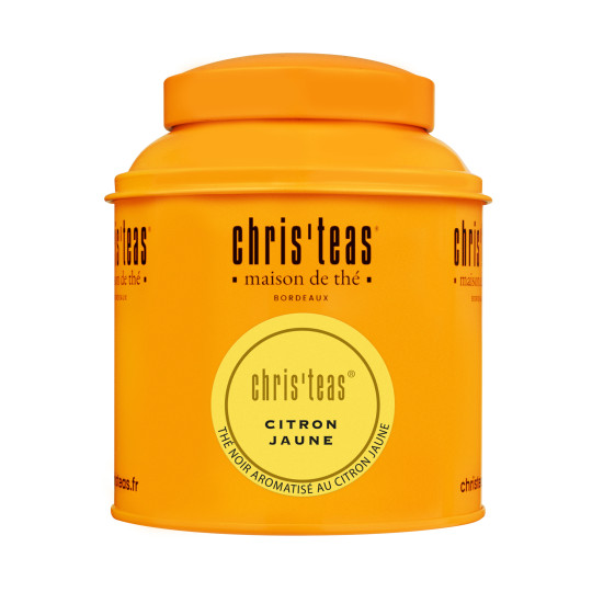 Boite Chris'teas 125g du thé Classique Citron jaune, un thé noir et écorces de citron