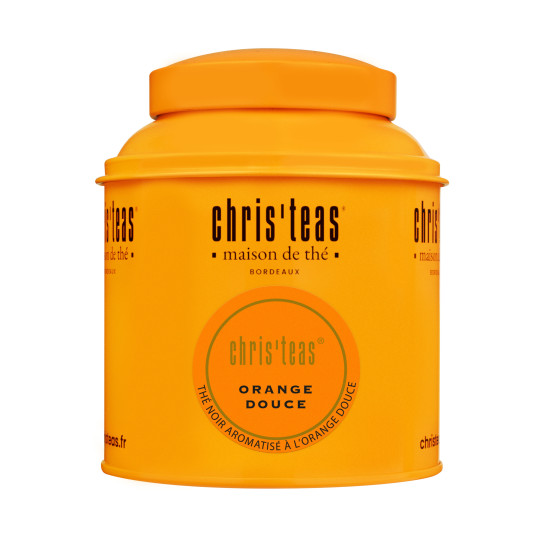 Boite Chris'teas 125g du thé en vrac "Classique Orange douce", un thé noir et écorces d'orange douce