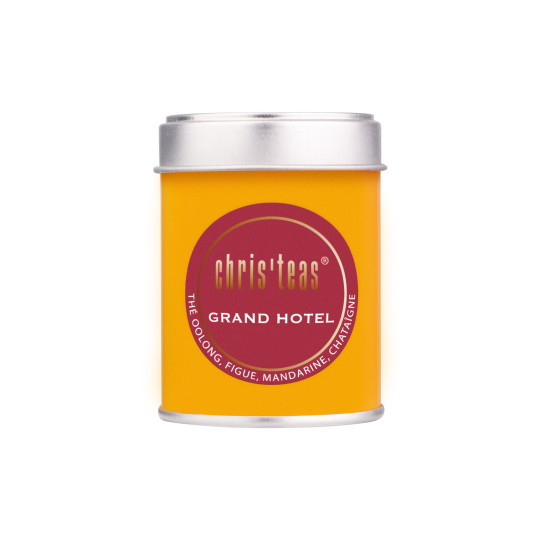 Boite découverte 25g du thé Grand Hôtel, un thé noir à la figue, mandarine et châtaigne