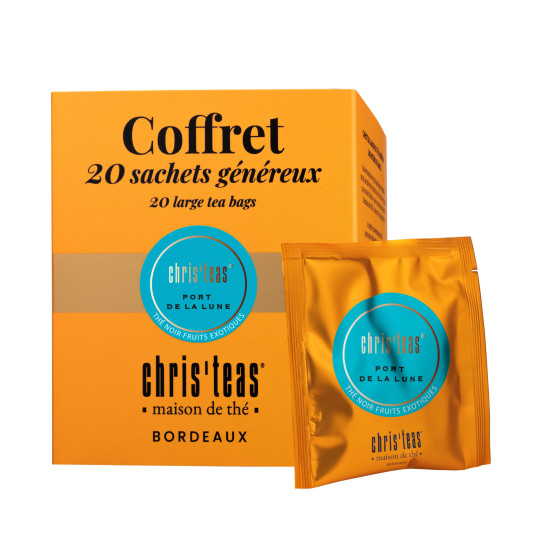 Coffret de 20 sachets de thé noir aux fruits et fleurs Port de la Lune Chris'teas
