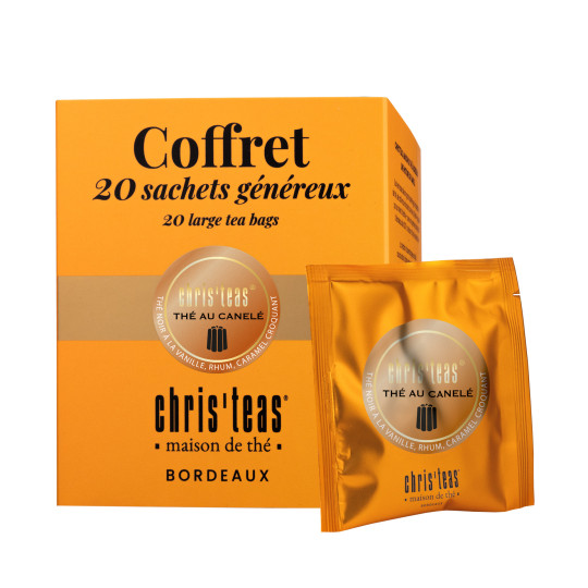 Coffret de 20 sachets de thé individuels de thé noir au canelé