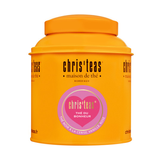 Boite Chris'teas 125 g du Thé du bonheur : un thé noir à la cerise et à la vanille