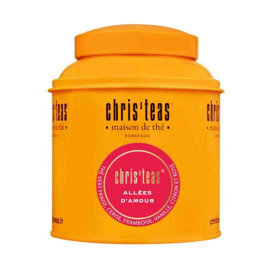 Boite Chris'teas 125 g : thé Allées d'Amour : un thé vert à la fraise