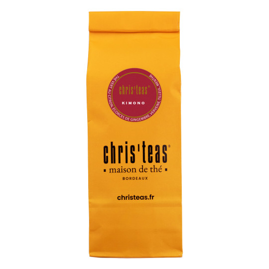 Pochette 100g du thé "Kimono", un thé vert au gingembre et citron,