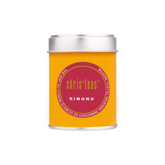 Boite découverte 25g du thé "Kimono", un thé vert au gingembre et citron,