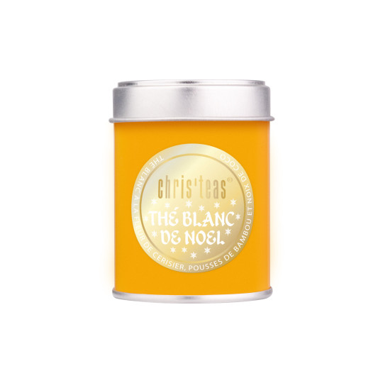 Boite découverte 25g du thé blanc de Noël, un thé à la fleur de cerisier, coco et pousse de bambou