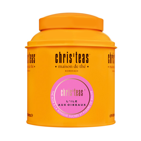 Boite Chris'teas 125 g : Assemblage du thé l'Ile aux Oiseaux : thé noir à la mangue et fleurs de mauve