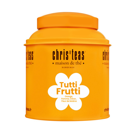 Boite Chris'teas de 180g de l'eau de fruits aromatisée à l'orange sanguine Tutti Frutti