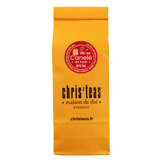 Pochette de 100g garnie de thé noir au canelé de Noël Chris'Teas