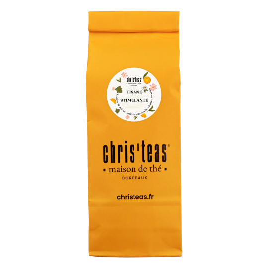 Pochette 100g de "Tisane stimulante", une tisane aux feuilles de mûrier, mélisse et hibiscus