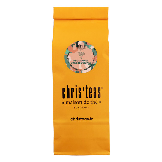 Pochette 100g du thé "Promenade dans les vignes", un thé vert à la menthe et fruits exotiques - Chris'teas Bordeaux