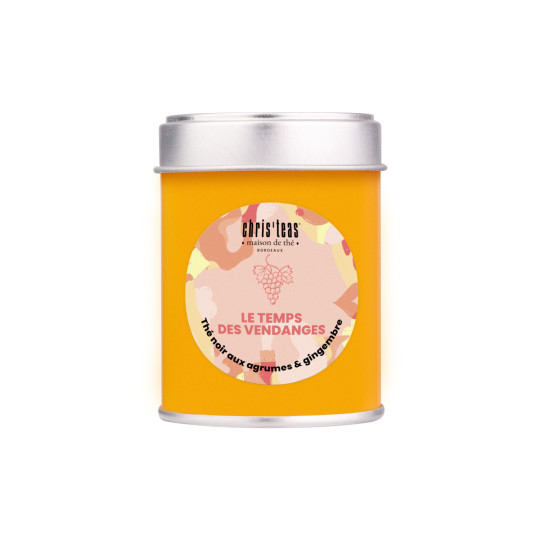 Boite découverte 25g du thé "Le Temps des Vendanges", un thé noir aux agrumes et gingembre