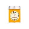 Boite découverte de 25g du thé Grain d'Or, un thé blanc au litchi, morceaux de pêche, et baies d'aronia