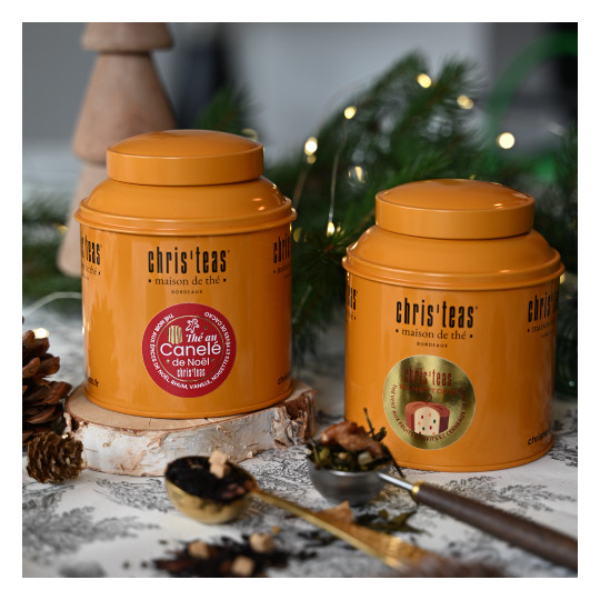 Deux boîtes Chris'teas de 125g de thés en vrac