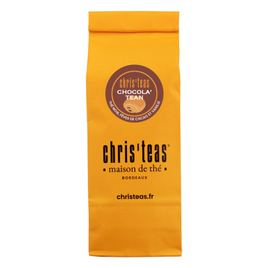 Pochette Christeas 100 g :  thé noir, fèves de cacao et vanille