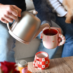 Théière Salam rose et gris brossé