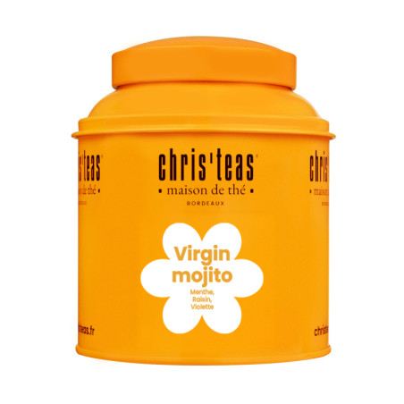 Boite Chris'teas 160g de l'eau de fruit Virgin Mojito - violette, pomme, raisin, menthe - Chris'teas Bordeaux