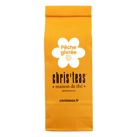 Pochette 100g "Pêche givrée", eau de fruits aromatisée pêche et hibiscus - Chris'teas Bordeaux