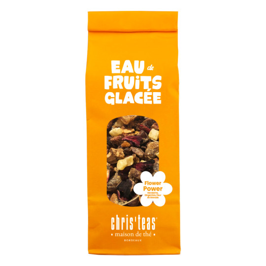 Pochette de 100g de Flower Power, une eau de fruits aromatisé au gingembre, mandarine et fleurs de grenade