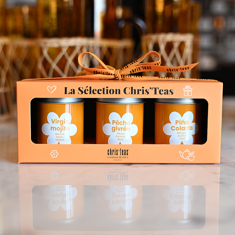 Coffret de 3 boites découvertes - eaux de fruits et de fleurs : pêche givrée, virgin mojito, Pina colada