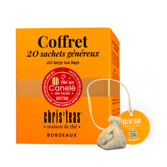 Coffret de 20 sachets de thé individuels de thé noir au canelé de Noël Chris'Teas