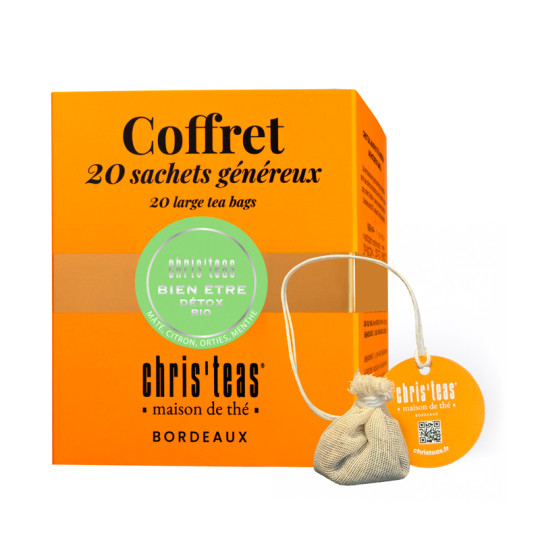 Coffret 20 sachets généreux de l'infusion en vrac "Bien-Être Détox", maté, ortie, menthe et citron